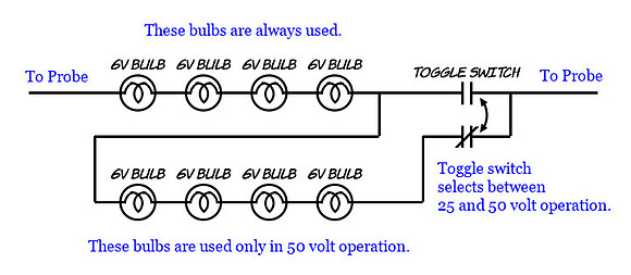 Example circuit for a dual voltage bulb tester