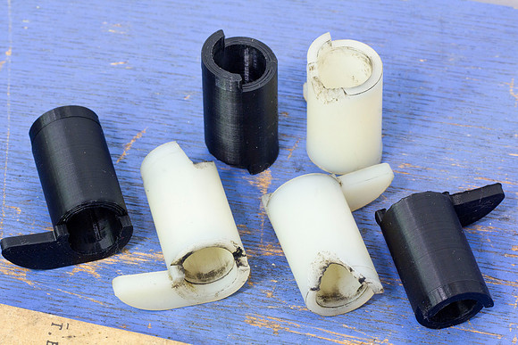 Damaged, and replacement cams